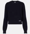 Loewe Logo Embroidered Wool Crewneck Sweater In Blue