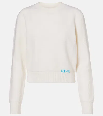Loewe Logo Embroidered Wool Sweater In Neutral
