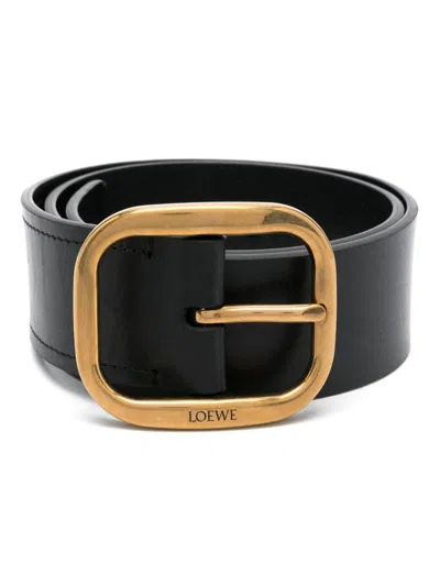 Loewe Rounded Leather Belt In Black