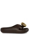 Loewe Womens Dark Brown Bubble Thong Brand-embellished Rubber Sliders In Brown