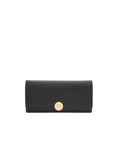 Loewe Logo Engraved Fold-over Wallet In Black