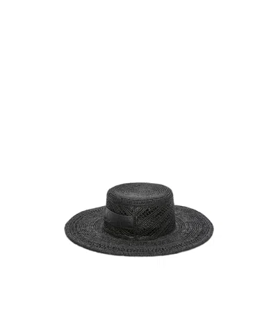 Loewe Logo Flat-topped Hat In Black