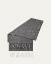 Loewe Logo Fringe Wool-blend Scarf In Black/white