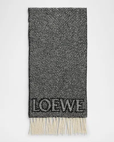 LOEWE LOGO FRINGE WOOL-BLEND SCARF