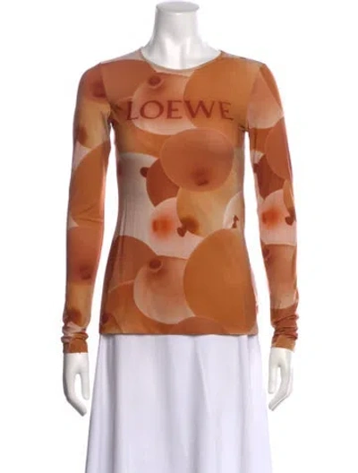 Pre-owned Loewe Logo Graphic Print Top In Neutral