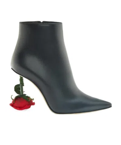 Loewe Logo High-heeled Boots In Black