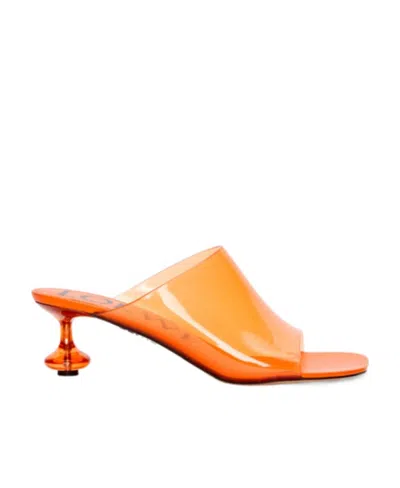 Loewe Logo High-heeled Sandals In Orange