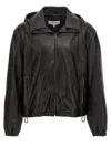 Loewe Hooded Zipped Leather Relaxed Fit Jacket In Black