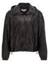 Loewe Hooded Zipped Leather Relaxed Fit Jacket In Black
