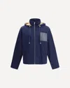 Loewe Hooded Leather-patch Jacket In Blue