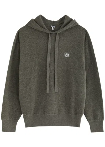 Loewe Wool Anagram Hoodie In Gray