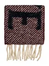 Loewe Logo-intarsia Fringed Scarf In Red