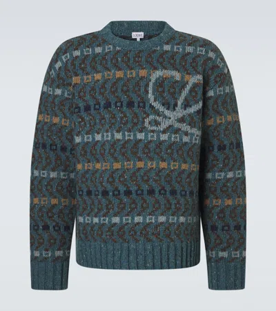Loewe Long-sleeved Wool Blend Sweater In Multi