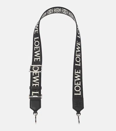 Loewe Anagram Strap In Jacquard And Leather Skin For Woman In Black