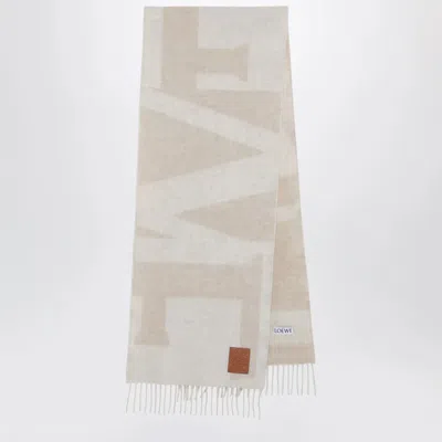 Loewe Logo Jacquard Cashmere Scarf In Neutral