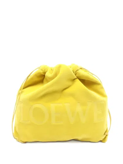Pre-owned Loewe Logo-jacquard Pouch In Yellow