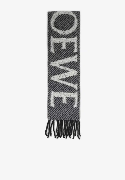 Loewe Logo Jacquard Scarf In Multi