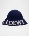 Loewe Logo Knit Bucket Hat In Blue