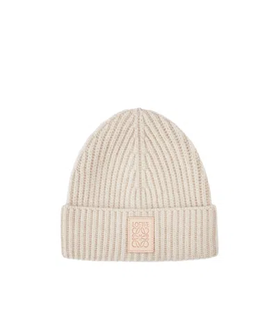 Loewe Logo Knitted Hat In Nude