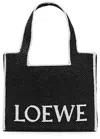 Loewe Large Logo Raffia Tote Bag In Black