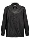 Loewe Anagram Leather Zip-up Overshirt In Black