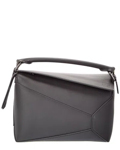 Loewe Logo Leather Shoulder Bag In Gray