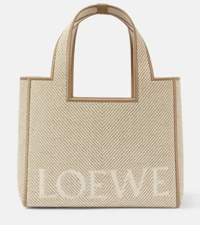 Loewe Font Small Jacquard Canvas Shopper In Beige