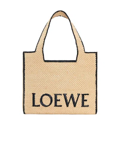 LOEWE LARGE LOEWE FONT TOTE IN RAFFIA