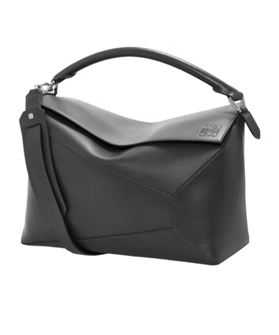 Loewe Logo Logo Splicing Design Shoulder Bag In Black