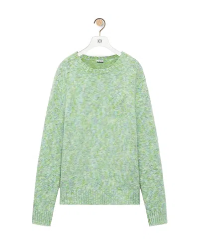 Loewe Logo Long-sleeved Knitted Sweater In Green