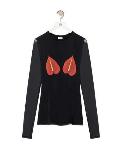Loewe Logo Long-sleeved T-shirt In Black