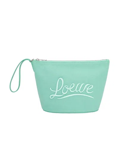 Loewe Logo Makeup Bag In Green