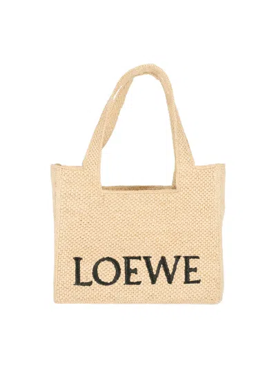 Loewe Logo Medium Tote Bag In Beige