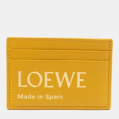 Pre-owned Loewe Logo Mustard Leather Card Holder In Yellow