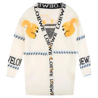 Pre-owned Loewe Logo Oversized Mohair Squirrel Cardigan In Beige