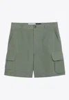 Loewe Sage Green Cargo Shorts In Linen Blend