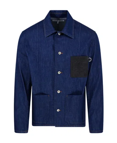 Loewe Logo-patch Denim Shirt Jacket In Blue