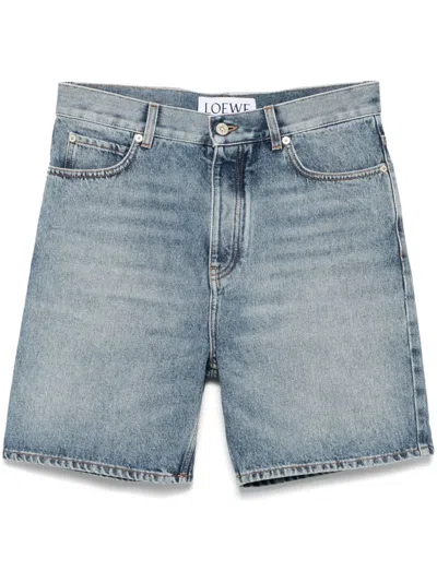 Loewe Logo-patch Denim Shorts In Blue
