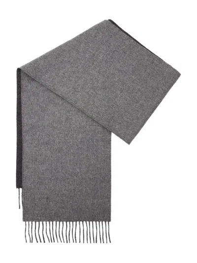 Loewe Logo-patch Fringed Scarf In Gray