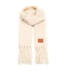 Loewe Logo Patch Fringed Scarf In Nude