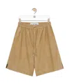 Loewe Logo-patch Leather Shorts In Nude