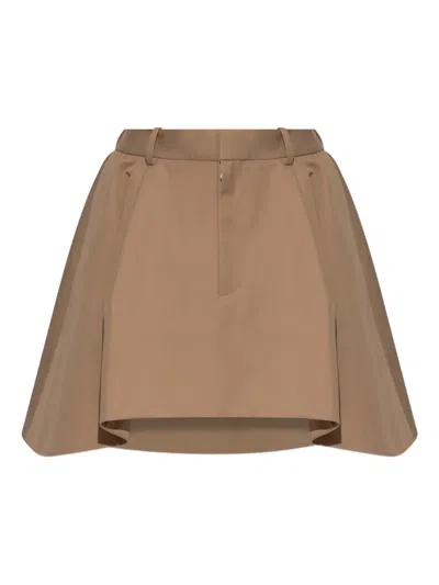 Loewe Logo-patch Mini Skirt In Beige