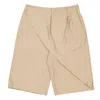 Loewe Logo Patch Pleated Cotton Shorts In Beige