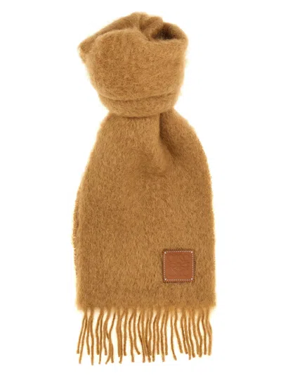 Loewe Logo Patch Scarf In Beige