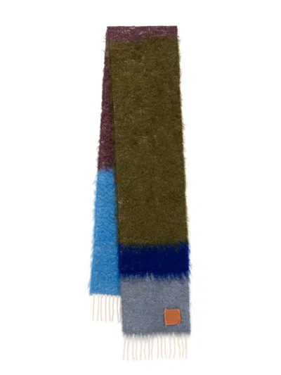 Pre-owned Loewe Logo Patch Scarf In Blue