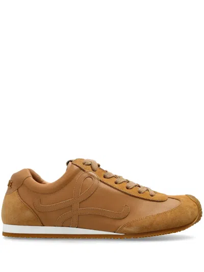 Loewe Logo-patch Trainers In Brown