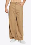 Loewe Logo Patch Straight-leg Pants In Orange