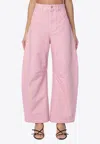 Loewe Barrel Pleated Wide-leg Ankle Trousers In Pink