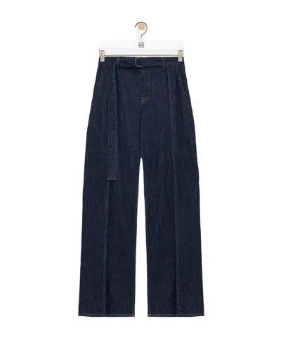 Loewe Logo Patch Wide Leg Jeans In Purple