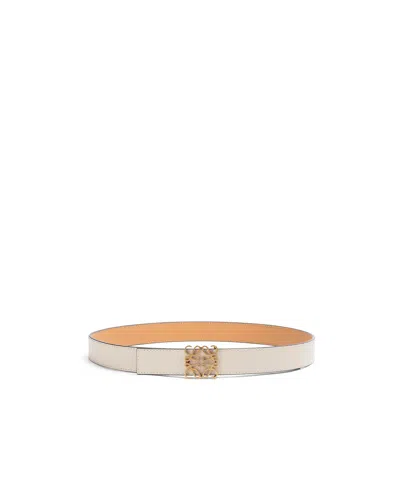 Loewe Logo Plaque Leather Belt In Nude